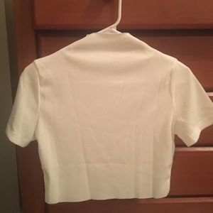 SHEIN High Neck White Ribbed Tee